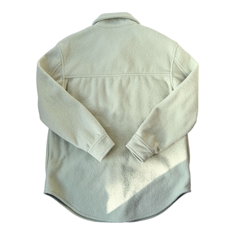 Joie Sage Green Fleece Shacket Jacket Medium‎ Oversized Button Front Chartreuse - Picture 3 of 6